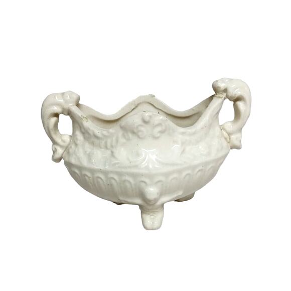 VTG Victorian Cherub Candle Holder White Majolica Pottery Angels Holiday Decor - Picture 4 of 16